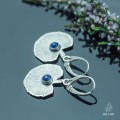 srebrne kolczyki liście adiantum z lapis lazuli