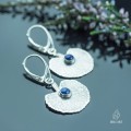 srebrne kolczyki liście adiantum z lapis lazuli