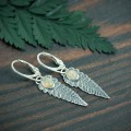 srebrny kolczyki liście paproci z opalem