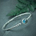 srebrna bransoleta flora z niebieskim labradorytem