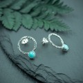 kolczyki sztyfty koła z turkusem