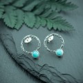 kolczyki okrągłe sztyfty z turkusem