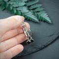 srebrne kolczyki koła flora z czarnym onyksem