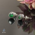 koronkowe sztyfty ze szmaragdową cyrkonią srebro