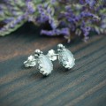 srebrne kolczyki sztyfty kamień księżycowy i kuleczki