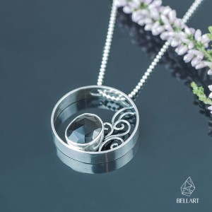 Lean - srebrny wisior z onyksem