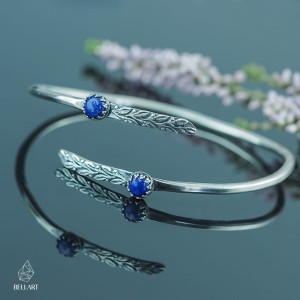 Asna - srebrna bransoleta bangla z lapis lazuli