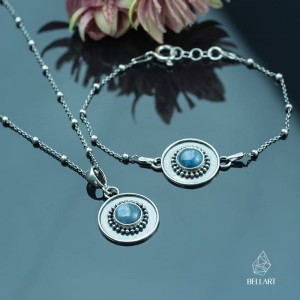 Komplet biżuterii z kianitem