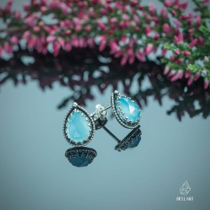 Srebrne sztyfty z błękitnym chalcedonem