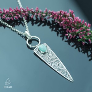 Srebrny wisior trójkat z amazonitem