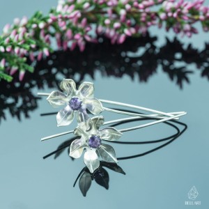 Kolczyki srebrne kwiaty z ametystem