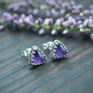 Sztyfty trójkąty z ametystem 