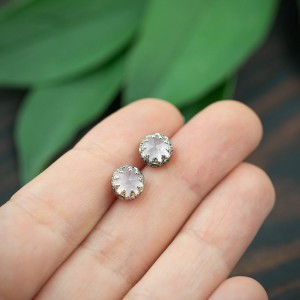 Srebrne minimalistyczne sztyfty z różowym kwarcem 