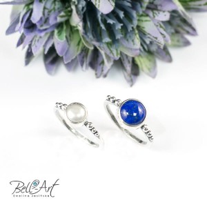 Pierścionki z lapis lazuli i perłą 