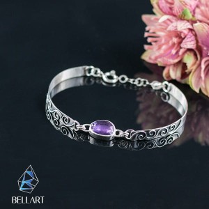 Srebrna bransoletka z ametystem
