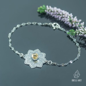 Srebrna bransoletka mandala z cytrynem