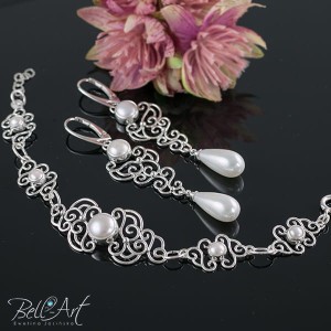 Komplet ślubny z perłami
