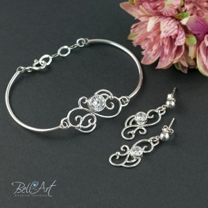 Komplet ślubny z brylantową cyrkonią