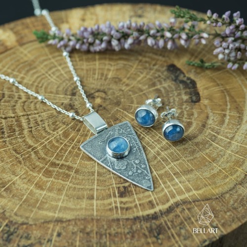 srebrny komplet biżuterii z kianitem na zamówienie