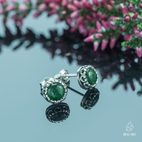 srebrne sztyfty z awenturynem