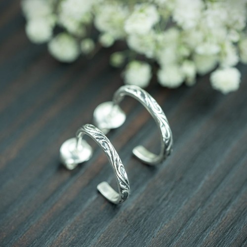 srebrne kolczyki sztyfty koła