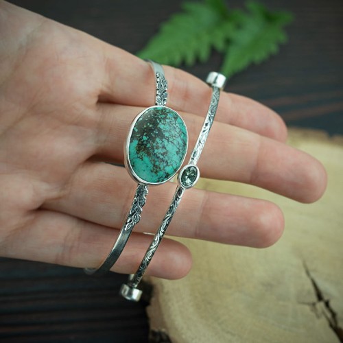 okrągłe bransolety z turkusem i turmalinem na zamówienie
