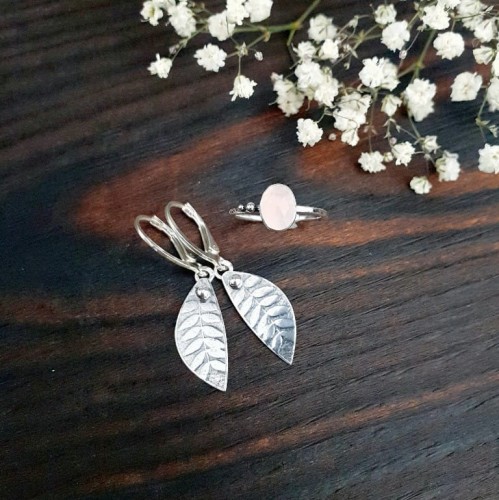 pierścionek kwarc różowy, kolczyki.jpeg