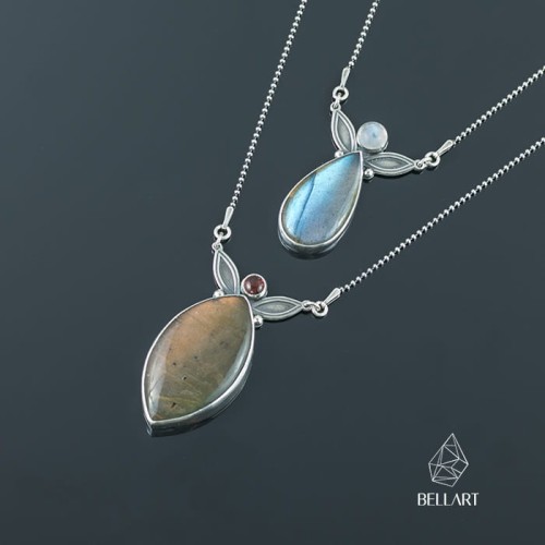 srebrny naszyjnik z labradorytem na zamówienie