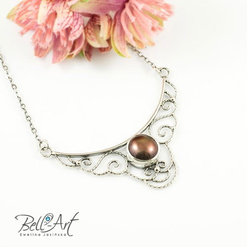 naszyjnik ażurowy z perłą